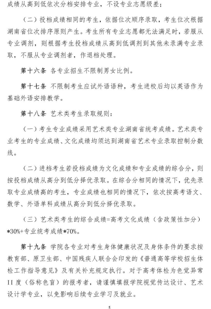 2024年长沙工业学院招生章程